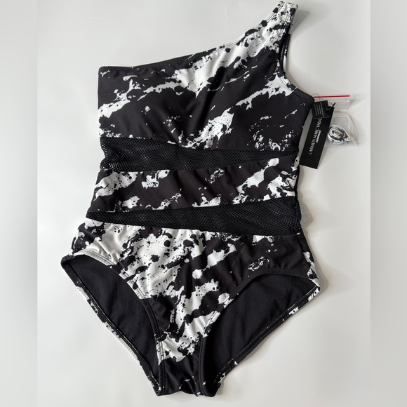Carmen Marc Valvo - One-Piece Swimsuit with Mesh Detail - Picture 3 of 8